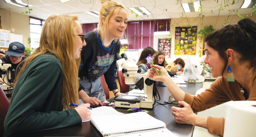 students in biology lab