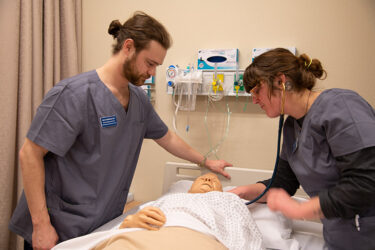 Nursing students in lab