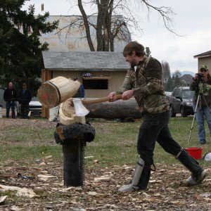 a man chopping wood