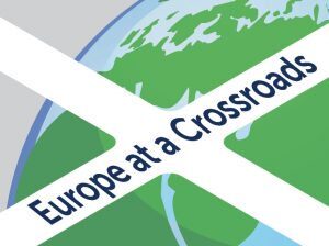 Europe at a crossroads graphic of cross and globe