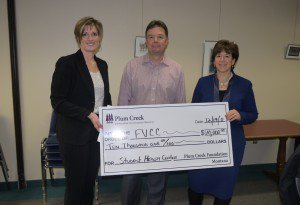 Plum Creek contributes $10,000 for FVCC Nursing and Health Science Center to President Karas