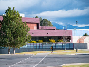 a student walking on campus