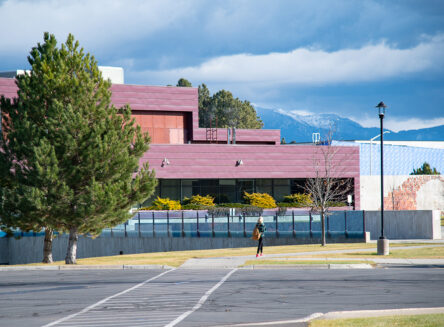 a student walking on campus