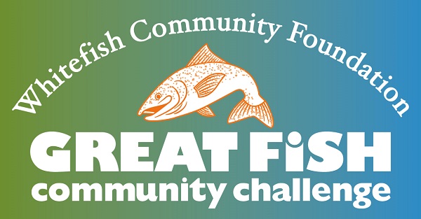 whitefish community foundation great fish community challenge logo featuring a fish