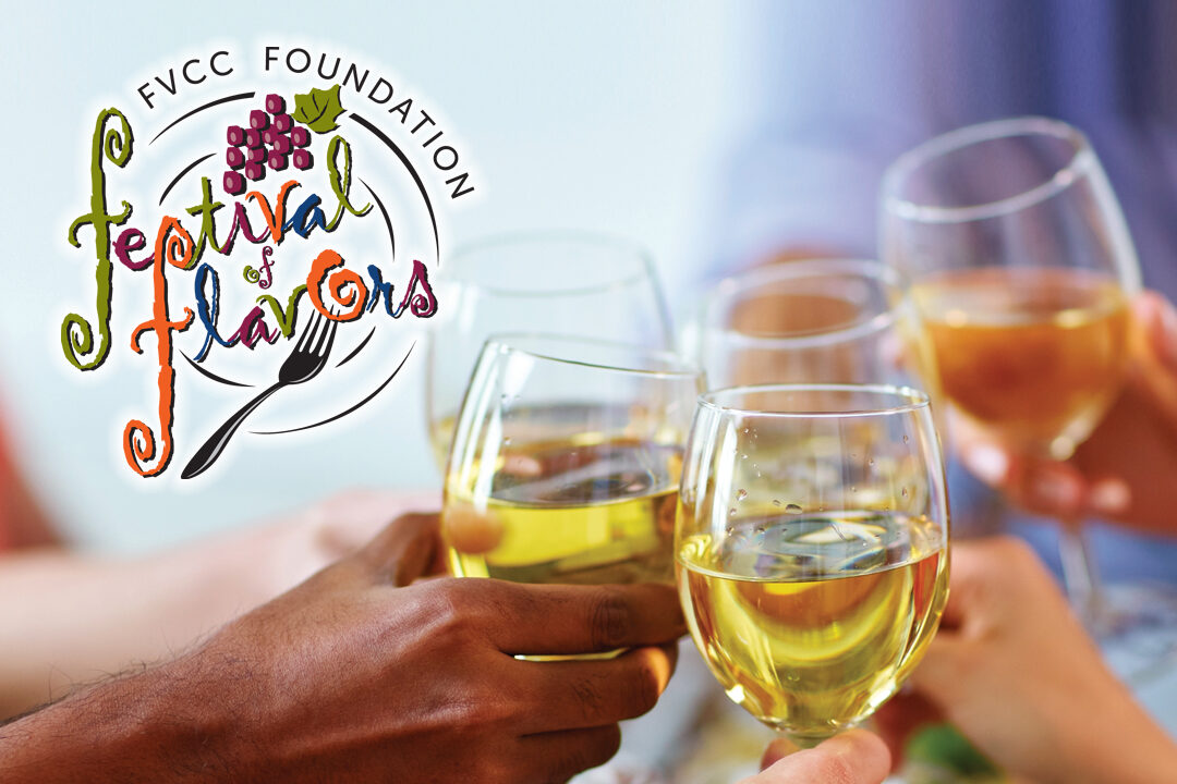 festival of flavors logo with hands holding wine glasses making a toast