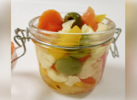 a jar of pickled vegetables
