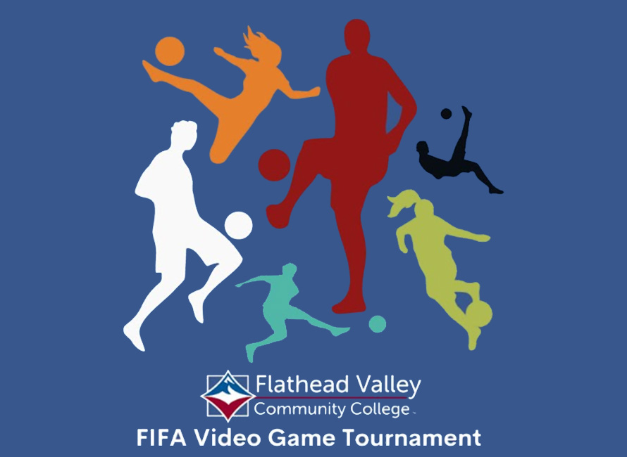graphic of silhouetted figures playing soccer with fvcc logo and text fifa video gram tournament