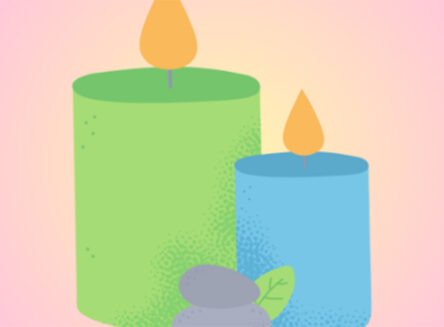 graphic of a bundle of lit candles creating a cozy atmosphere