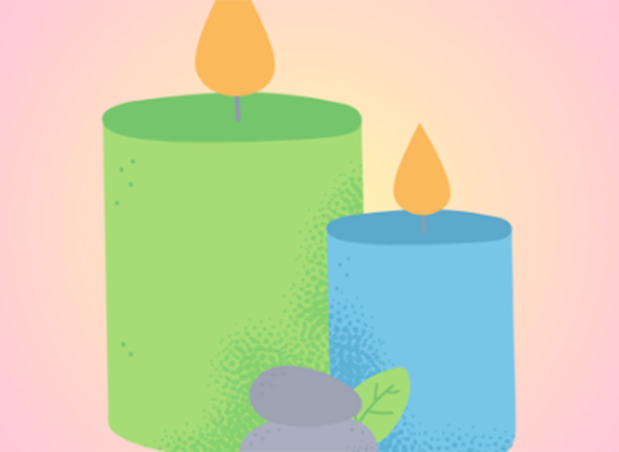 graphic of a bundle of lit candles creating a cozy atmosphere