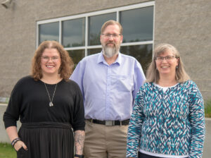FVCC Library staff pose for a picture Morgan Ray, Chris Vernon and Carrie Nelson
