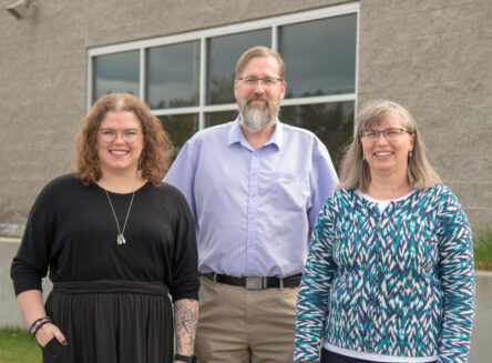 FVCC Library staff pose for a picture Morgan Ray, Chris Vernon and Carrie Nelson