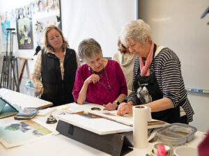 senior institute students in watercolor class