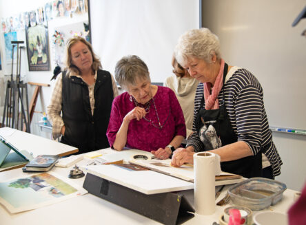 senior institute students in watercolor class